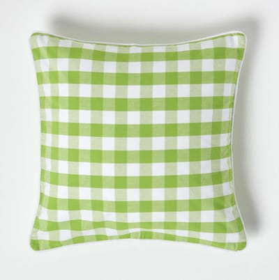 Homescapes groen geruit kussenhoes 45 x 45 cm gemaakt van 100% katoen