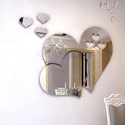 3D Kristal Hart Muurstickers - DIY Acryl Spiegel Decor voor Woonkamer, Badkamer en Kantoor (10 Stuks)