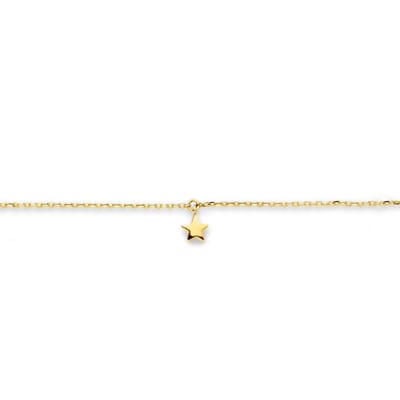 New Bling 9NBG-0170 Gouden Armband met hanger - Ster - Ankerschakel met Bolletjes - 14 krt - 18cm - Goudkleurig