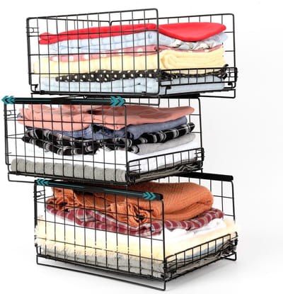 Unyqoos ® Stijlvolle en Praktische Stapelbare Opbergmanden met Drie Niveaus voor Elk Huis
