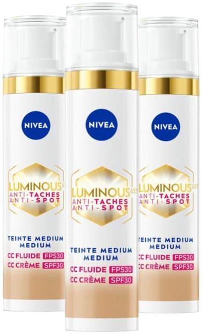 NIVEA Luminous630 CC Cream SPF 30 Medium - 3 x 40 ml - Voordeelverpakking