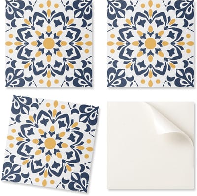 Zelfklevende vinyltegels met bloemenmandala-print, 20x20x20 cm