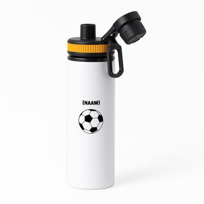 Hacebo® - Voetbal met eigen naam waterfles met draaidop oranje - Voetbal - Voetballer - Sport - water fles - 850ML