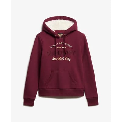 Dames sweatshirt met capuchon en metallic logo Superdry Luxe