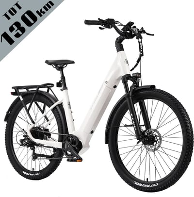 TTGO Z3 Elektrische Fiets – 48V 15Ah Accu (720Wh) – Achterwielmotor – Actieradius tot 130 km – 27.5×2.4 Inch Banden – LCD Display – Shimano 7 Versnellingen – Hydraulische Schijfremmen – Stadsfiets – Max. Belastbaar 125 kg – Wit