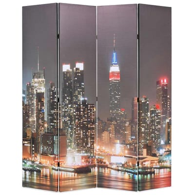 vidaXL - Kamerscherm - inklapbaar - New - York - bij - nacht - 160x170 - cm