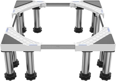 Verstelbare Wasmachine Basis met 12 Voeten - Stabiel Onderstel voor Droger, Koelkast en Vrieskast - Hoogte 18-20 cm, Breedte 43.5-63 cm