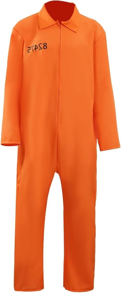 Unisex oranje gevangenis kostuum met handboeien voor mannen en vrouwen - perfect voor carnaval en cosplay van criminelen en rovers