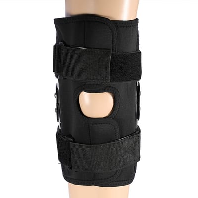 Verstelbare kniebrace pad ondersteuning beenbeschermer compressiemouwen veiligheidsband (L) black