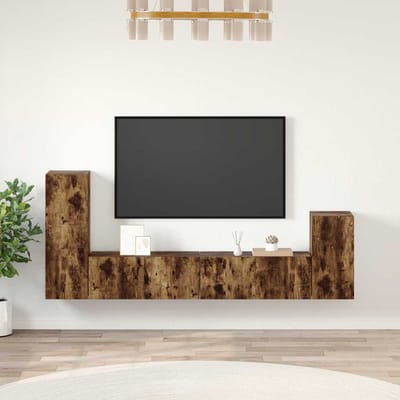vidaXL - 4-delige - Tv-meubelset - bewerkt - hout - gerookt - eikenkleurig