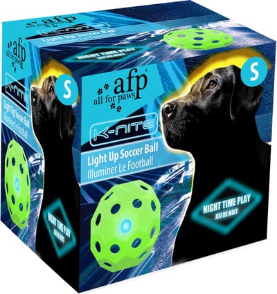 AFP K-NITE Light up Soccer Ball - Hondenspeelgoed - Lichtgevende Hondenbal - Laad zichzelf op - Small - Groen