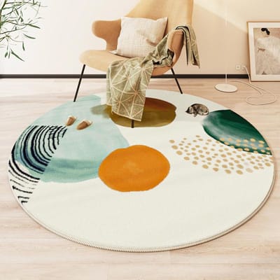 Moderne Abstracte Tapijten voor Woonkamer Minimalistische Slaapkamer Decoratie Ronde Pluche Tapijten Stoel Vloermat Antislip Tapijt voor Grote Ruimtes 80x80CM
