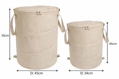 WinQ-Camping Vuilnisbak 60L – Opvouwbare en Afsluitbare Afvalbak voor Kamperen en Tuin – Beige - 34x40cm- Ook voor opruimen in huis- Waterdicht