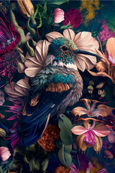 The Hummingbird Art - Kolibrie Vogel Fotokunst op Plexiglas Schilderij - Acrylglas Wanddecoratie Flora Bloemen - 100cm x 150cm