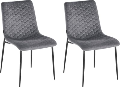 Opus-Eetkamerstoel - Set van 2 - Grijs Fluweel