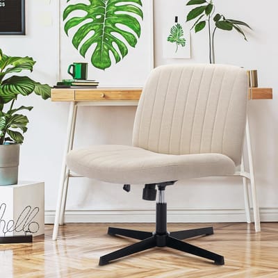 Ergonomische Draaibare Bureaustoel met Armloze Design voor Thuiskantoor - Beige