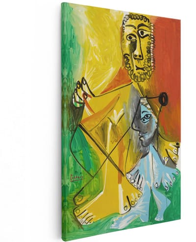 Artaza Canvas Schilderij Picasso Schilderij - 80x120 cm - Wanddecoratie Abstract - Muurdecoratie Modern - Decoratie Twee Figuren - Schilderijen Op Canvas