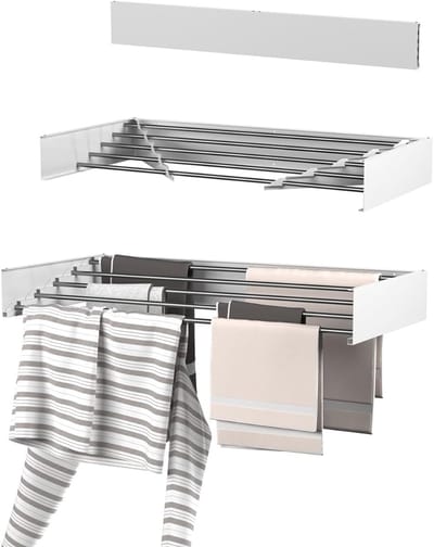 QORA® Wanddroogrek - Wasrek - Droogrek - Wit - 40cm x 80cm x 10cm