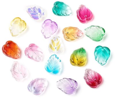Dailygoods- Sieraden - 100 Stuks Glazen Bladbedels - Voor Sieraden Maken - Charms voor Kettingen/Oorbellen - Hoogwaardige Kwaliteit - Afmetingen 13,5x10,5x3,5 mm - Bedels