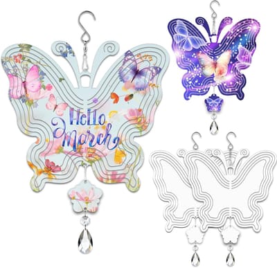 Windspinners Vlinder - Decoratie ornamenten - Tuin decoreren - Sublimatie aluminium - 10 inch - Wit
