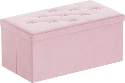 Opvouwbare Fluwelen Zitbank en Opbergdoos voor Binnen - Multifunctioneel en Ruimtebesparend - 80 x 40 x 40 cm - Roze