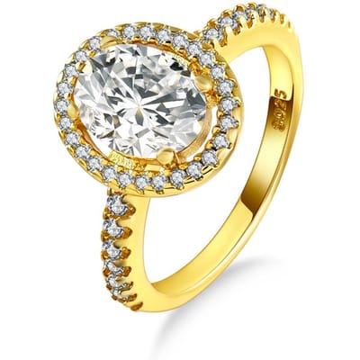 Bague cocktail ovale élégante plaquée or cuivré, multi-pierres brillantes, joaillerie fine pour femmes et mariées 8