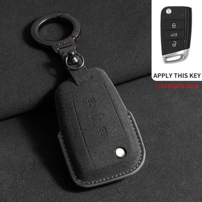 Suède Autoklep Sleutelhoes Cover Voor Vw Volkswagen Sleutelhoezen Langyi Sagitar Jetta Weiling Bora Tiguan Beschermer Sleutelhanger Sleutelhanger black