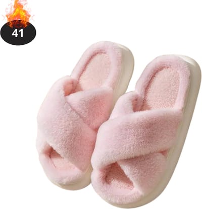 Nivard Warme Pantoffels - Sloffen - Slippers - Dames - Heren - Pluche - Maat 41 - Roze
