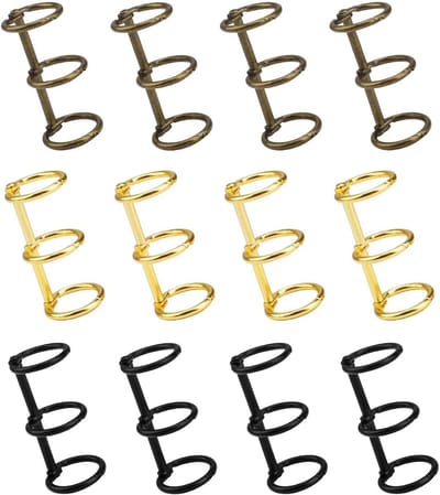 Ringband met 3 ringen - Bindringen map - Papier organiseren - Sterke flexibiliteit - 15 mm binnendiameter - Zwart goud brons