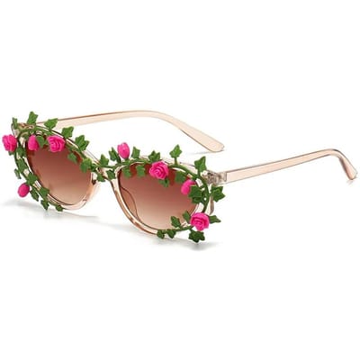 Bloemige Kattenoog Zonnebril Voor Dames Stijlvolle Kleine Monturen Punk Zonnebril Vrouwelijke Stijl Vintage Tinten Oog Glazen UV400 Oculos As the picture