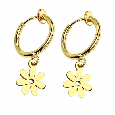 Klem oorbellen - goudkleurig - bloem - geen gaatje- Charme Bijoux