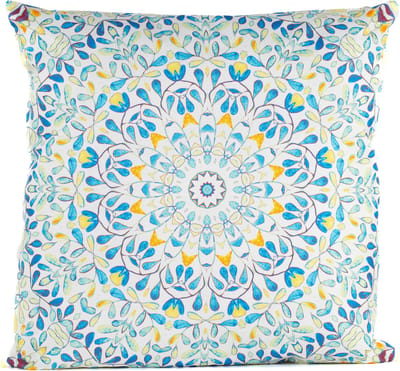 Anna's collection buitenkussen mandala - blauw/wit - 60 x 60 cm - Water en UV bestendig
