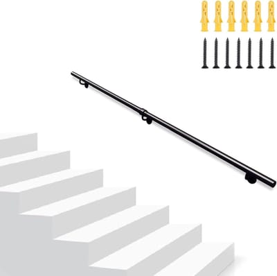 Buiten Trapleuning - Metalen Ijzeren Reling - Veilige Toegang Creëren - Gegalvaniseerde Ronde Pijp - Tot 450cm - Zwart