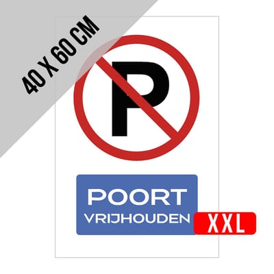 Pictogram/ bord Dibond XXL | "Poort vrijhouden" | 40 x 60 cm | No parking | Doorgang vrijhouden | Parkeerverbod | Wegsleepregeling | Takelen | Roestvrij | Duurzaam | 1 stuk