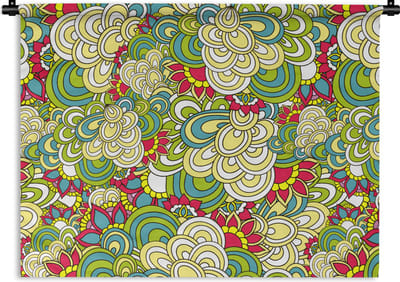 Wandkleed - Wanddoek - Patronen - Bloemen - Lente - 60x45 cm - Wandtapijt