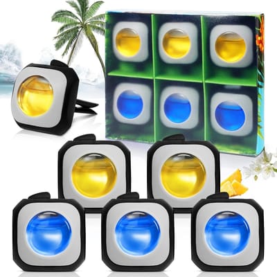 Luchtverfrisser voor Auto, Geurverspreider voor Interieur, Verdrijft Geuren, 2ml x 6 Stuks, Hawaii en Zwarte Bos Geur, Ideaal voor Auto's en Reisgebruik