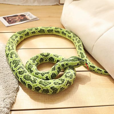 3M Reusachtige Bontgekleurde Slang Pluche Speelgoed Realistisch Lang Knuffeldier Bruin Geel Groen Creatief Cadeau Decor 2m groen