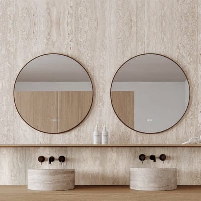 Lumoire® Spiegel Met Verlichting - 100CM Rond - Set van 2 - Badkamerspiegels met Zwarte Rand