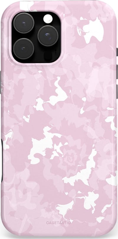 Casetastic hoesje geschikt voor Apple iPhone 16 Pro Max - MagSafe - Dubbellaagse bescherming - Roze wervels - Fashion Case - Lichtgrijs Lichtroze Wit