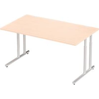 Schäfer Shop Select Desk COMBITEC, rechthoekig, C-poot, B 1600 x D 800 x H 677-817 mm, ahorn/wit aluminium