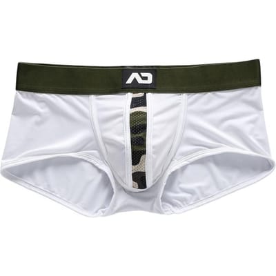 Sous-vêtements décontractés pour hommes, short patchwork de couleur taille basse, slip 3D U-convexe, culotte haute élasticité, culotte à taille élastique élargie M blanc