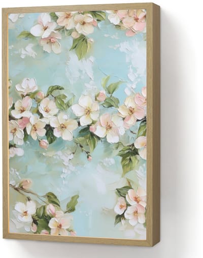 Wandlamp 40x60 cm - Oplaadbaar - Bloesem - Bladeren - Lichtblauw - Wandlampen binnen woonkamer - Slaapkamer lamp - Decoratieve nachtlamp - Vloerlamp draadloos