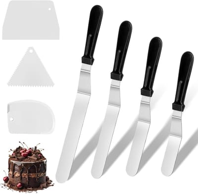 Set van 7 battle pallets, 4 icing spatels en 3 deegschrapers voor het decoreren van taarten en gebak, ideaal voor bakliefhebbers en professionals
