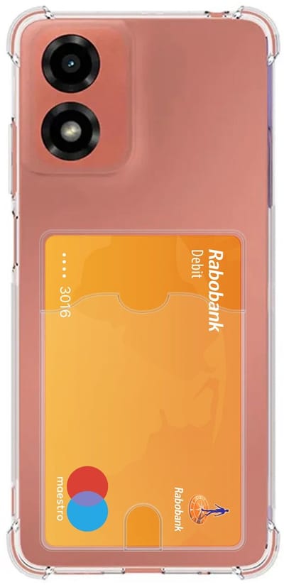 Transparant Hoesje met Pasjeshouder Geschikt voor Motorola Moto E14 | Back Cover Dun TPU | Schokbestendig | Ultra Dun | Kaarthouder Achterkant | Shockproof | Doorzichtig