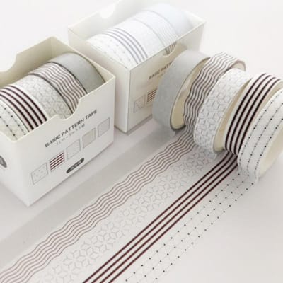 Lot de 5 rubans adhésifs décoratifs Sakura Washi, fournitures de papeterie, scrapbooking, ruban de masquage mignon marron