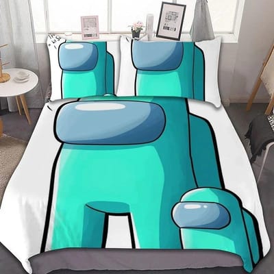 Exquise 3D Game A-Amongs Us Wallpaper Anime Digitale Print Beddengoedset Dekbedovertrek Dekbed Bed Jeugd Kinderen Meisje Jongens Cadeau 100x135cm