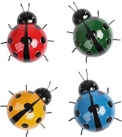 Metalen Lieveheersbeestjes Wanddecoratie Set - 4 Stuks Voor Binnen en Buiten