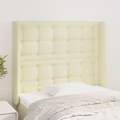 vidaXL - Hoofdbord - met - randen - 83x16x118/128 - cm - kunstleer - crèmekleurig