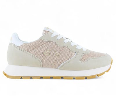 Sun68 Ally Glitter Sneakers Dames - Leren Sneaker - Beige - Maat 36