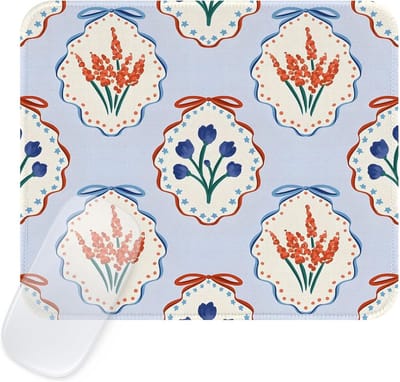 Retro Vierkante Muismat met Bloemenmotief - Waterdichte en Antislip Muismat voor Thuis en Kantoor, Ideaal voor Boho Interieur en Creatieve Werkomgeving